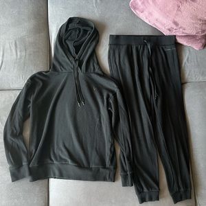 Victoria’s Secret black hoodie jogger sweat set-small top medium bottom